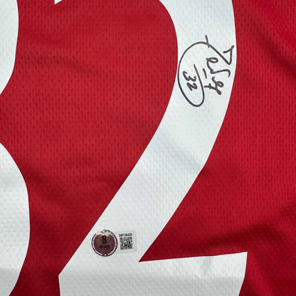 Framed Autographed Carlos Tevez 35x39 Manchester United Red Soccer Jersey Beckett BAS COA | Certified Authentic Signed Memorabilia | vintageantiquesgifts.com