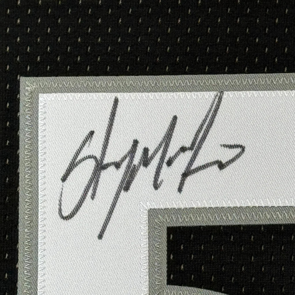 Framed Autographed Carmelo Anthony 35x39 Syracuse Orange Black Basketball Jersey Fanatics COA | Certified Authentic Signed Memorabilia | vintageantiquesgifts.com