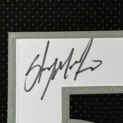 Framed Autographed Carmelo Anthony 35x39 Syracuse Orange Black Basketball Jersey Fanatics COA | Certified Authentic Signed Memorabilia | vintageantiquesgifts.com