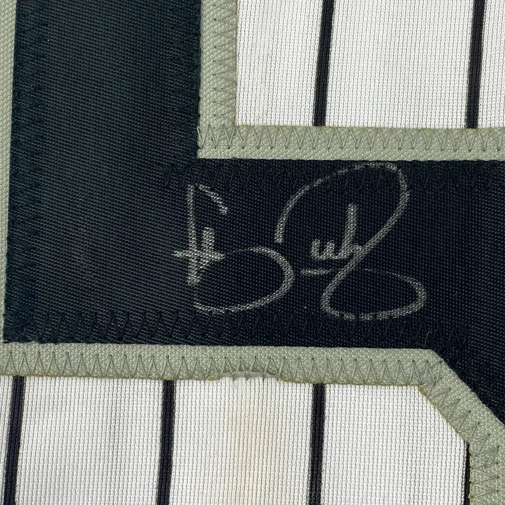 Framed Autographed Carson Fulmer 35x39 Chicago Pinstripe Baseball Jersey JSA COA | Certified Authentic Signed Memorabilia | vintageantiquesgifts.com