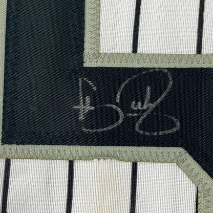 Framed Autographed Carson Fulmer 35x39 Chicago Pinstripe Baseball Jersey JSA COA | Certified Authentic Signed Memorabilia | vintageantiquesgifts.com