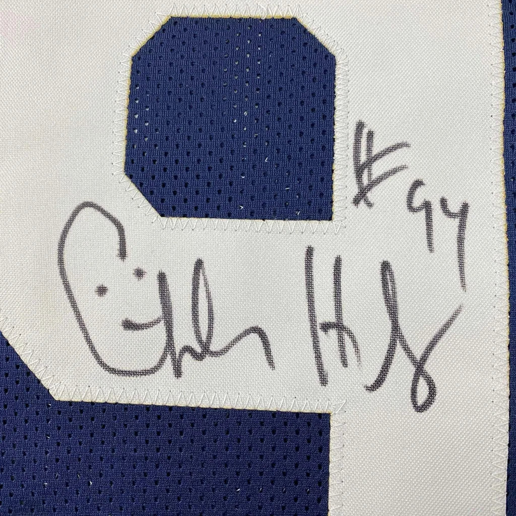 Charles Haley signed blue jersey with white number for man cave