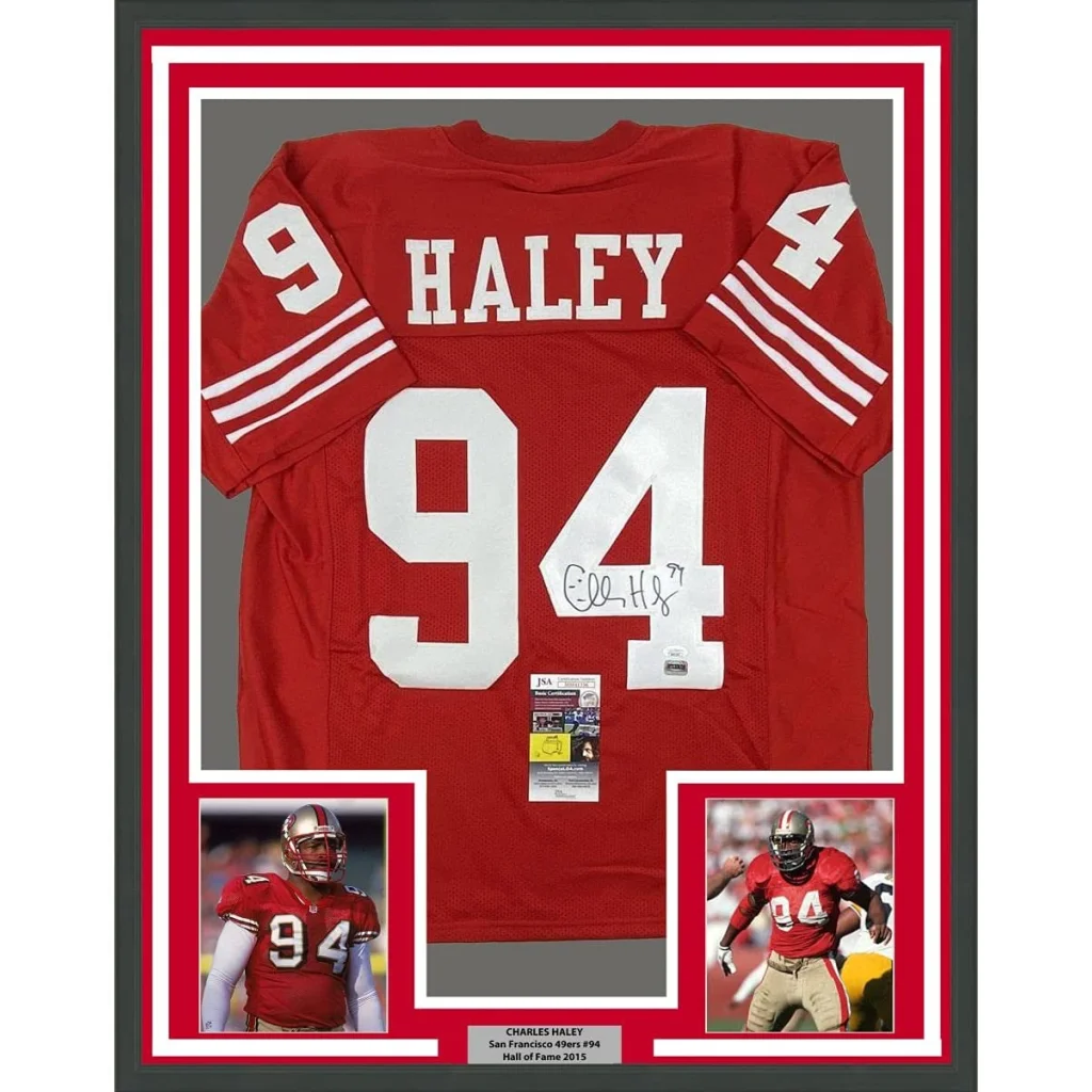 Framed red San Francisco 49ers jersey number 4 man cave collectible