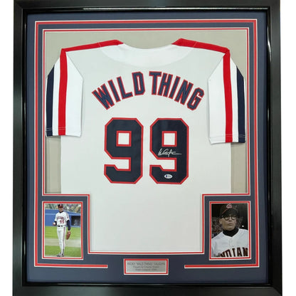 Framed Autographed Charlie Sheen 35x39 Wild Thing Ricky Vaughn Major League Movie Baseball Jersey JSA COA | Hall of Fame Sports Memorabilia | vintageantiquesgifts.com