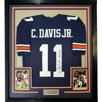 Autographed Navy Blue Football Jersey with Number 11 and C Davis Jr Nameplate