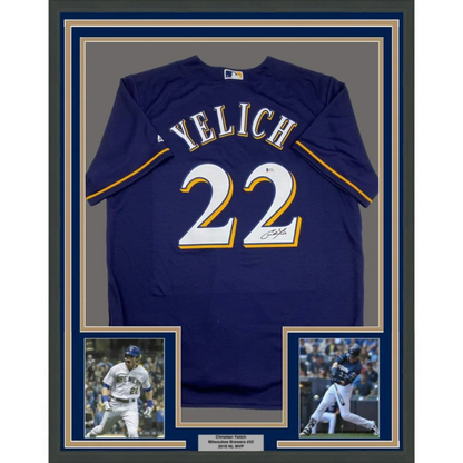 Professionally framed Christian Yelich Milwaukee Brewers jersey with Beckett BAS COA