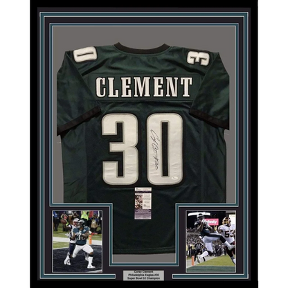 Framed signed Corey Clement Philadelphia Eagles jersey perfect for man cave decor