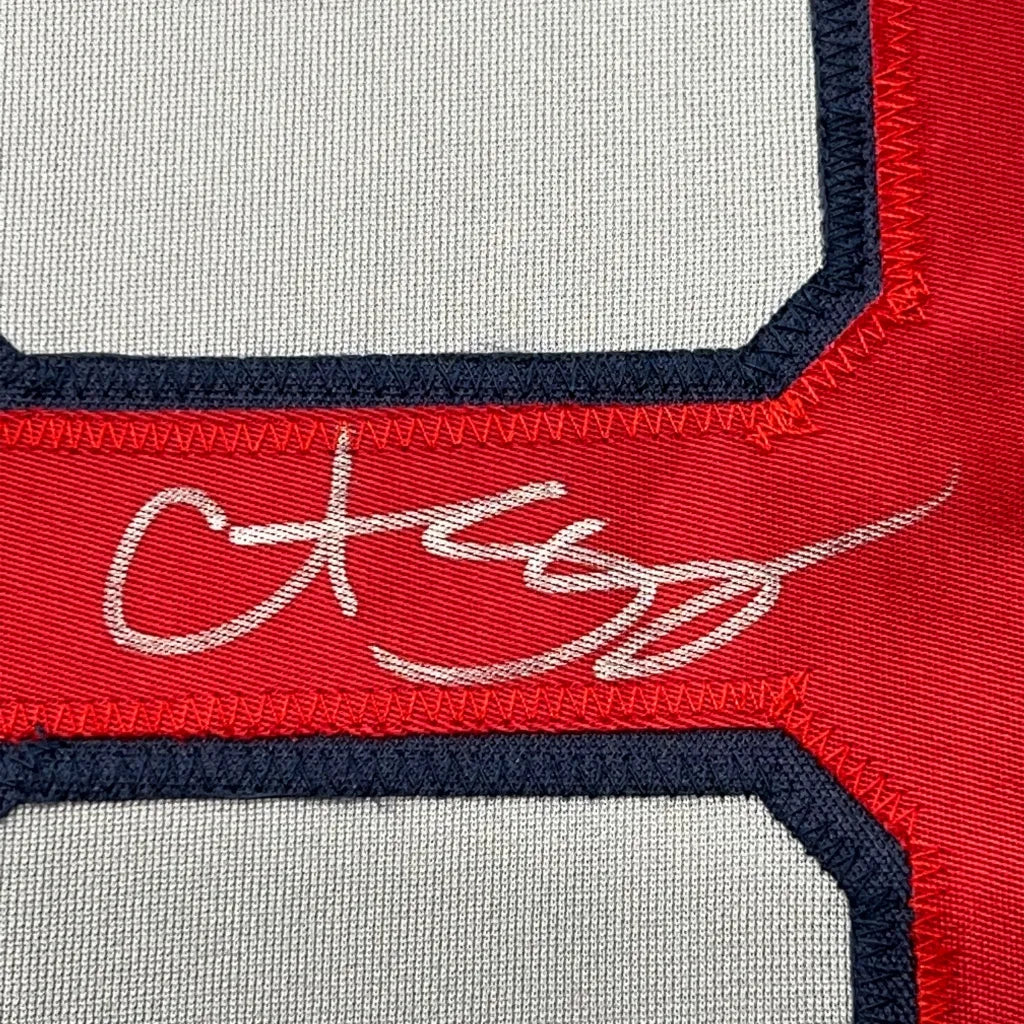 Framed autographed Curt Schilling Boston Red Sox jersey with JSA COA