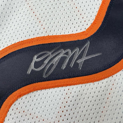 Framed Autographed D.J. DJ Moore 35x39 Chicago White Football Jersey Beckett BAS COA | Certified Authentic Signed Memorabilia | vintageantiquesgifts.com