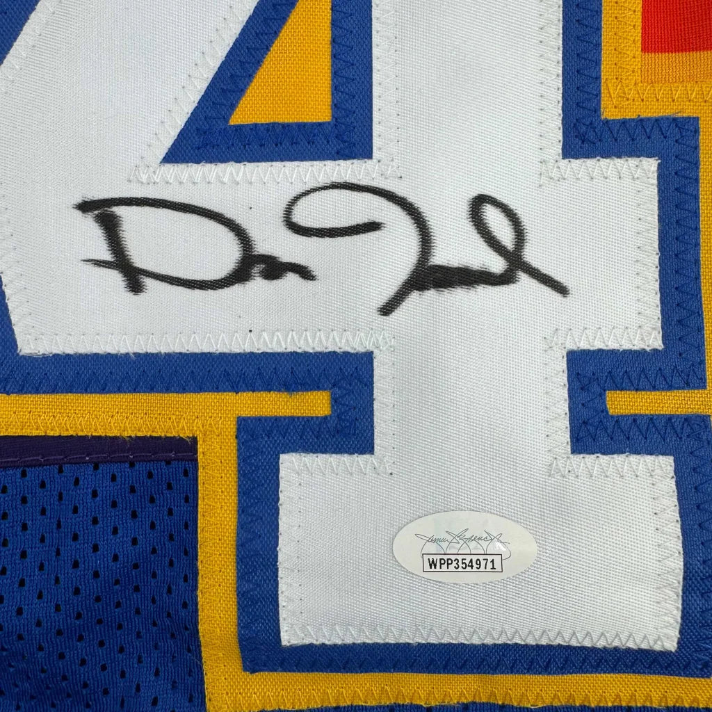 Autographed Denver Blue Retro Rainbow Jersey with certification sticker for your man cave