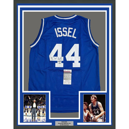 Framed Autographed Dan Issel 35x39 Kentucky Blue College Basketball Jersey JSA COA | Hall of Fame Sports Memorabilia | vintageantiquesgifts.com