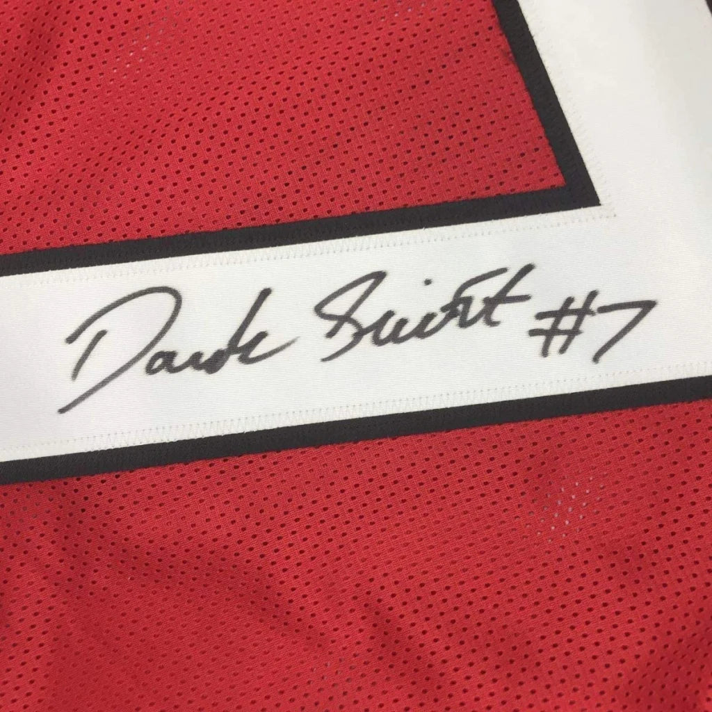 Red mesh sports jersey with black autograph, professionally framed D’Andre Swift Georgia Bulldogs jersey
