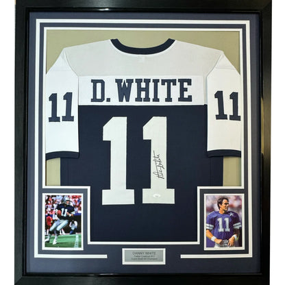 Framed Autographed Danny White 35x39 Dallas Thanksgiving Day Football Jersey JSA COA | Hall of Fame Sports Memorabilia | vintageantiquesgifts.com