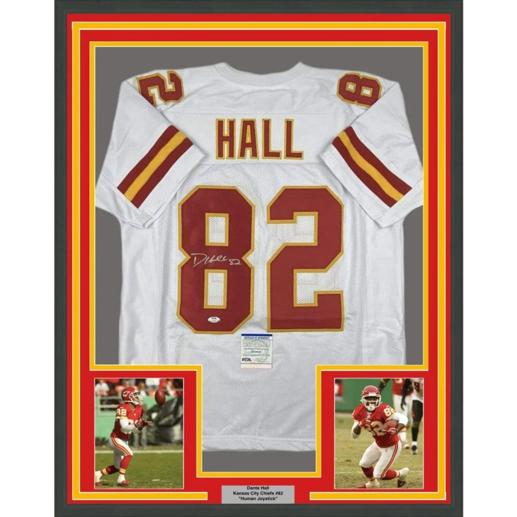 Professionally framed Kansas City white jersey with autograph, perfect for your man cave