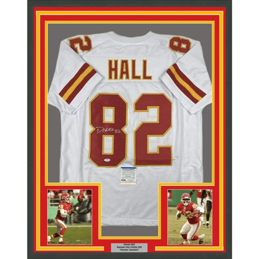 Professionally framed Kansas City white jersey with autograph, perfect for your man cave