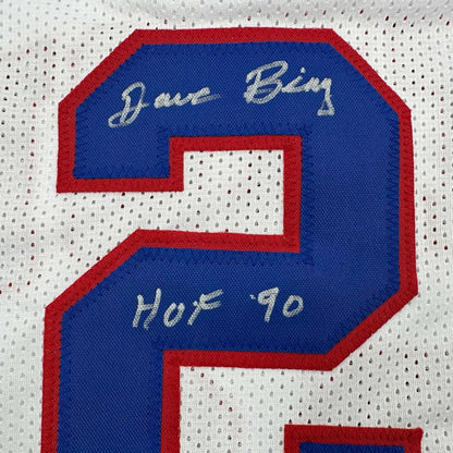 Framed autographed Dave Bing HOF 90 Detroit white jersey with blue 2