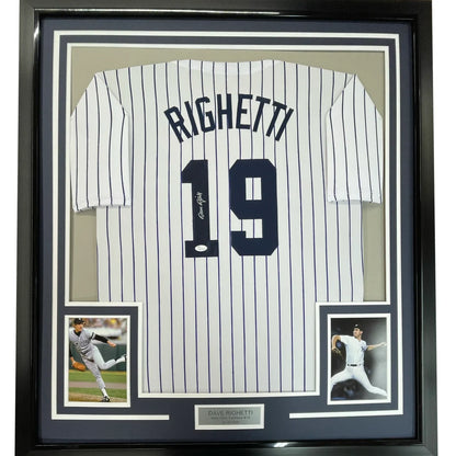 Framed Autographed Dave Righetti 35x39 New York Pinstripe Baseball Jersey JSA COA | Hall of Fame Sports Memorabilia | vintageantiquesgifts.com