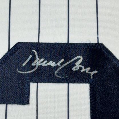 Framed Autographed David Cone 35x39 New York Pinstripe Baseball Jersey Beckett BAS COA | Certified Authentic Signed Memorabilia | vintageantiquesgifts.com