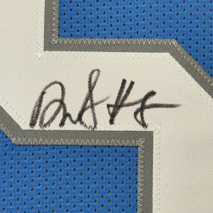 Framed Autographed David Montgomery 35x39 Detroit Blue Football Jersey Beckett BAS COA | Certified Authentic Signed Memorabilia | vintageantiquesgifts.com