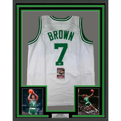 Framed Dee Brown Celtics jersey with action photos, signed and ready to display