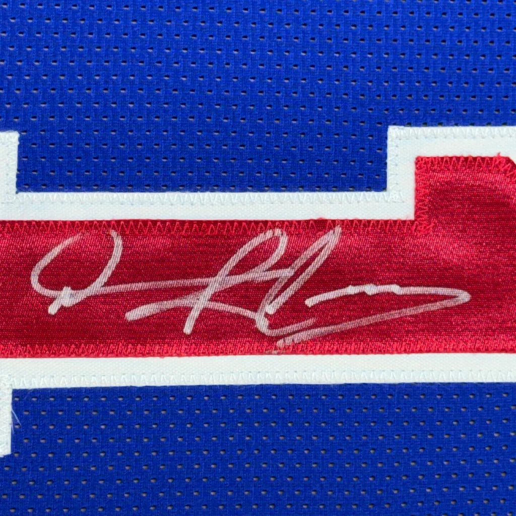 Framed Autographed Dennis Rodman 35x39 Detroit Blue Basketball Jersey Beckett BAS COA | Certified Authentic Signed Memorabilia | vintageantiquesgifts.com