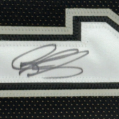 Framed Autographed Dennis Rodman 35x39 San Antonio Black Basketball Jersey PSA/DNA COA | Certified Authentic Signed Memorabilia | vintageantiquesgifts.com
