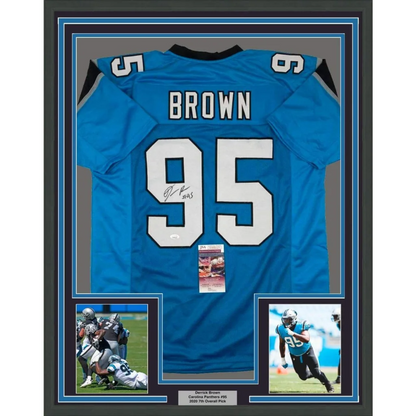Derrick Brown signed Carolina blue Panthers jersey for man cave
