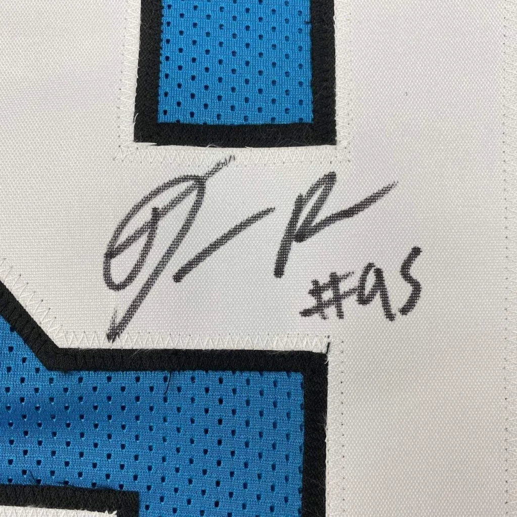 Derrick Brown signed Carolina blue Panthers jersey for man cave