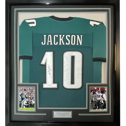 DeSean Jackson Eagles jersey professionally framed with PSA DNA signature photos