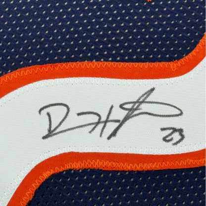 Framed Autographed Devin Hester 35x39 Chicago Blue Football Jersey JSA COA | Certified Authentic Signed Memorabilia | vintageantiquesgifts.com