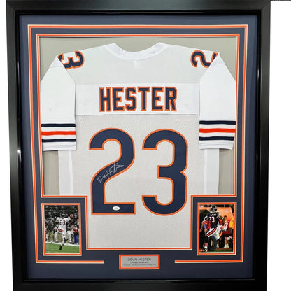 Framed signed Devin Hester Chicago Bears jersey sports collectible perfect for fans