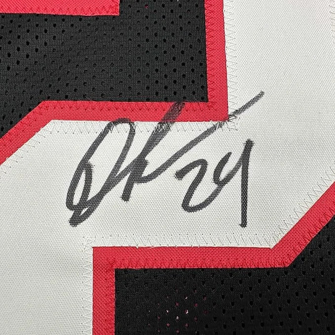Framed autographed Devonta Freeman Atlanta Falcons retro black jersey Beckett COA