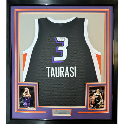 Framed Autographed Diana Taurasi 35x39 Phoenix Black Basketball Jersey JSA COA | Hall of Fame Sports Memorabilia | vintageantiquesgifts.com