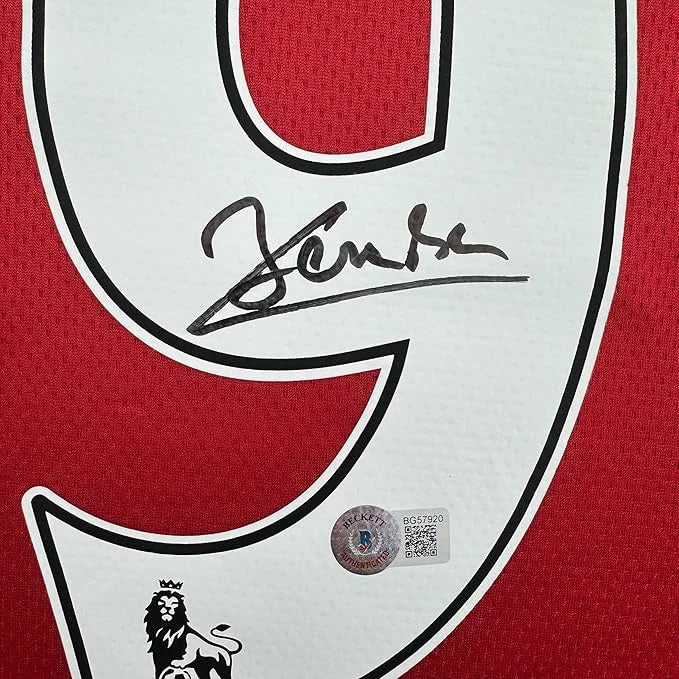 Framed Autographed Dimitar Berbatov 35x39 Manchester United Red Soccer Jersey Beckett BAS COA | Certified Authentic Signed Memorabilia | vintageantiquesgifts.com