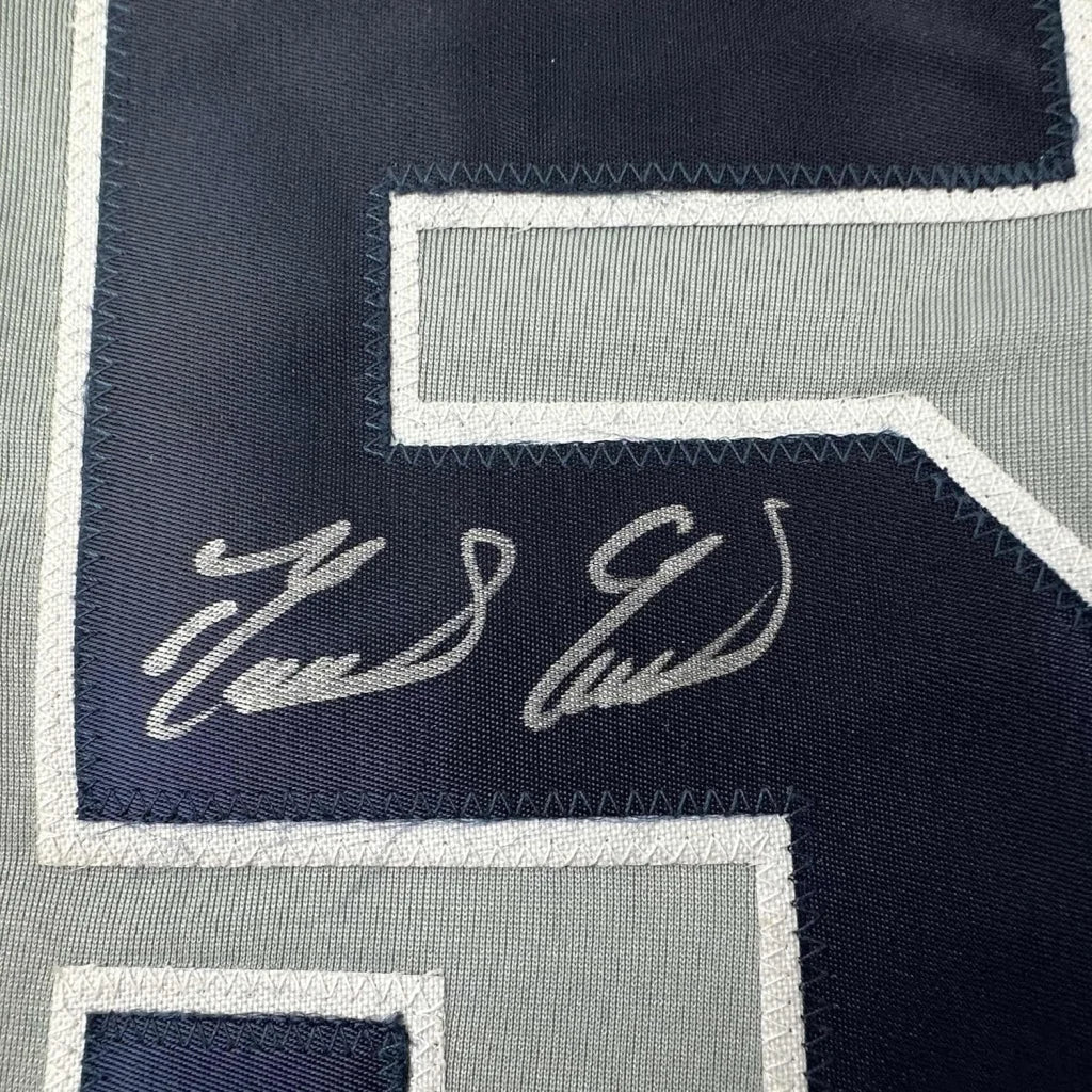 Framed Autographed Domingo German 35x39 New York Grey Baseball Jersey JSA COA | Certified Authentic Signed Memorabilia | vintageantiquesgifts.com