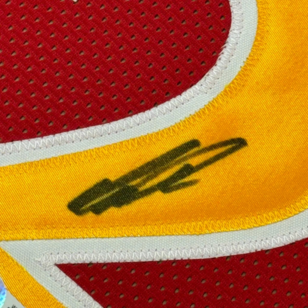 Framed Autographed Dominique Wilkins 35x39 Atlanta Red Basketball Jersey PSA/DNA COA | Certified Authentic Signed Memorabilia | vintageantiquesgifts.com