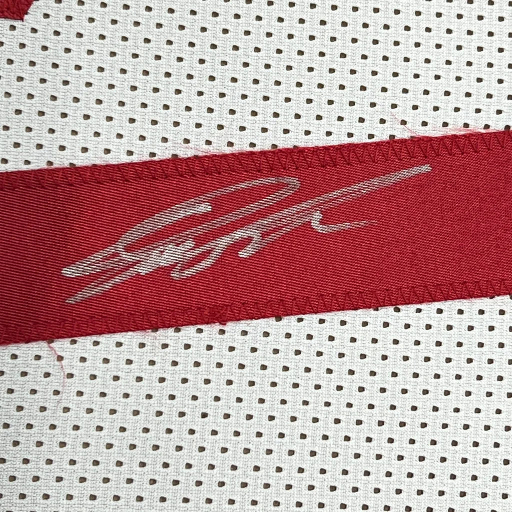 Framed Autographed Dominique Wilkins 35x39 Atlanta White Basketball Jersey PSA/DNA COA | Certified Authentic Signed Memorabilia | vintageantiquesgifts.com