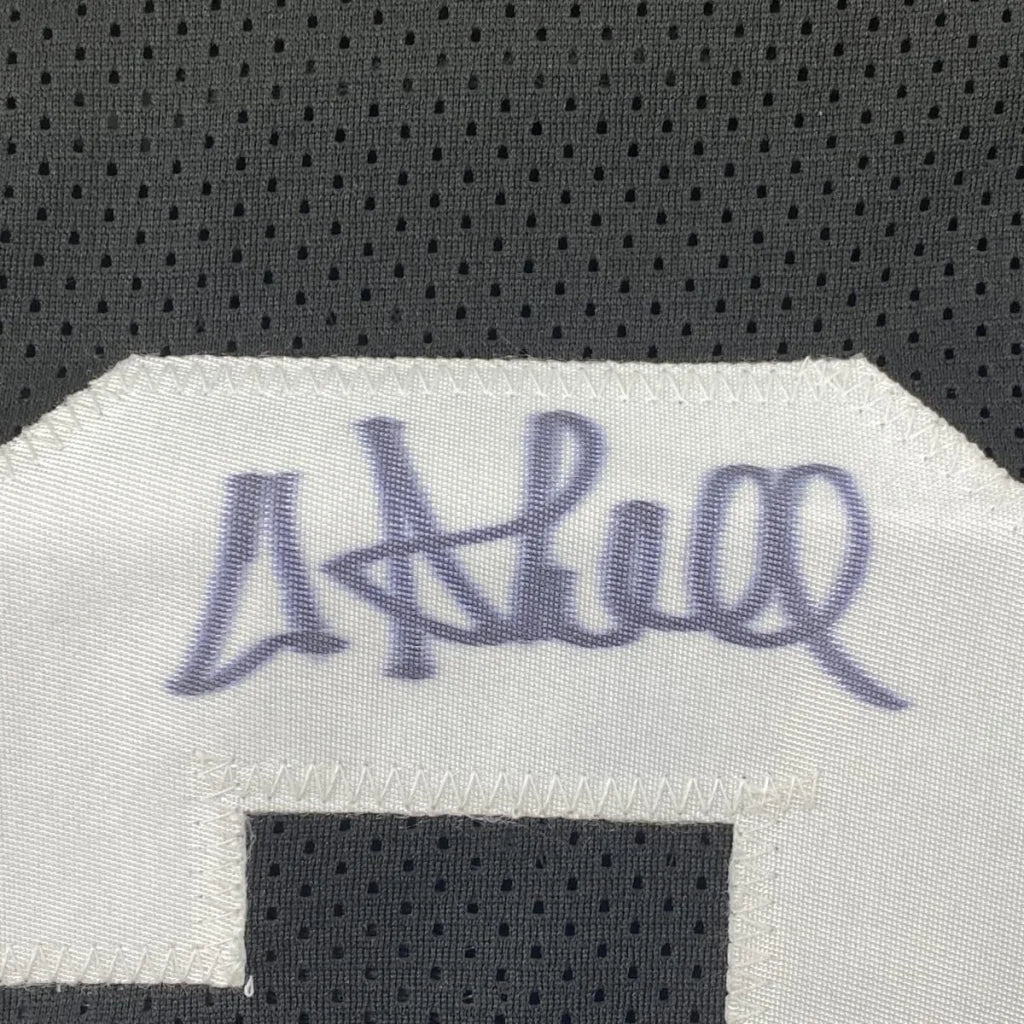 White stitched purple d signature patch on framed Donnie Shell Pittsburgh jersey JSA COA