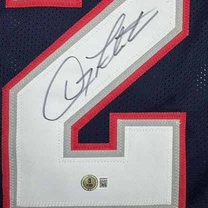 Framed Autographed Doug Flutie 35x39 New England Blue Football Jersey Beckett BAS COA | Certified Authentic Signed Memorabilia | vintageantiquesgifts.com
