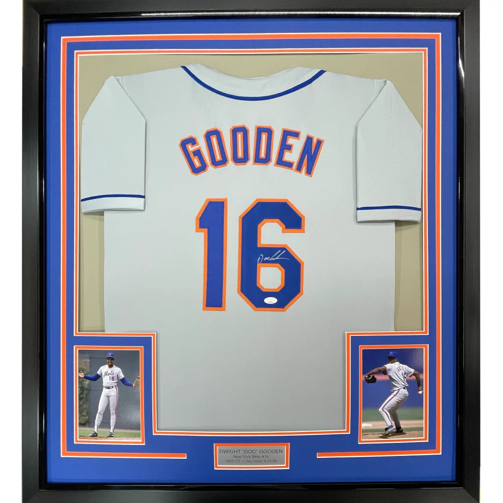 Framed Dwight Gooden Signed Mets Jersey with Photos, perfect collectible masterpiece