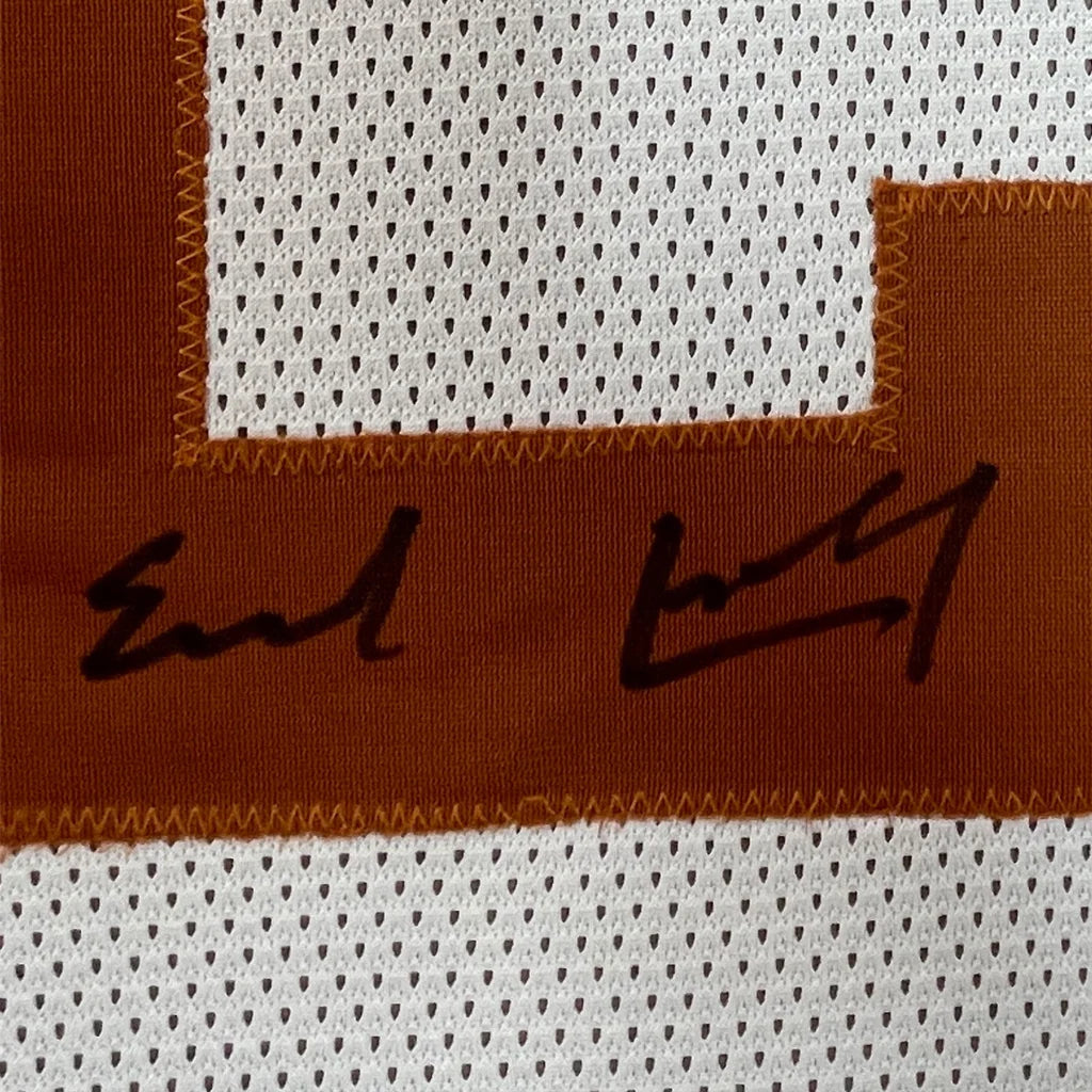 Framed Autographed Earl Campbell 35x39 Texas White College Football Jersey JSA COA | Certified Authentic Signed Memorabilia | vintageantiquesgifts.com