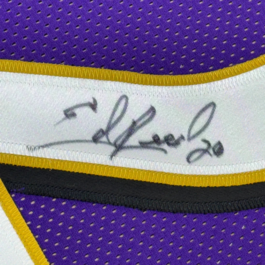 Framed autographed Kobe Bryant purple and gold mesh basketball jersey with JSA COA