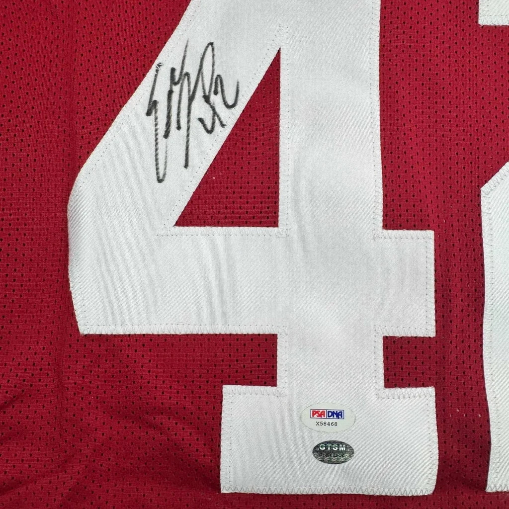 Framed autographed Eddie Lacy Alabama red football jersey number 41 PSA COA