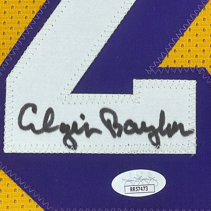 Framed Autographed Elgin Baylor 35x39 Los Angeles LA Yellow Basketball Jersey JSA COA | Certified Authentic Signed Memorabilia | vintageantiquesgifts.com