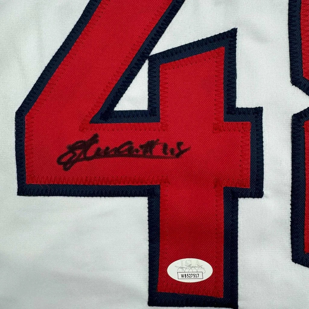 Framed Autographed Emmanuel Clase 35x39 Cleveland White Baseball Jersey JSA COA | Certified Authentic Signed Memorabilia | vintageantiquesgifts.com
