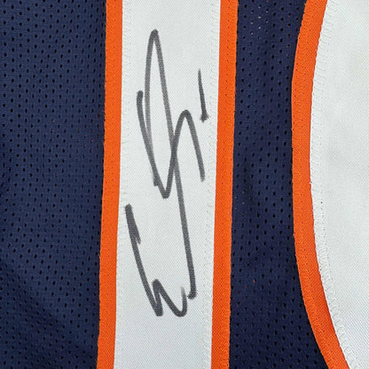 Autographed Navy Blue and Orange Emmanuel Sanders Broncos Framed Jersey Display