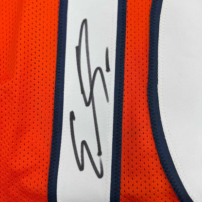 Orange and white Denver orange football jersey with Emmanuel Sanders JSA COA autograph