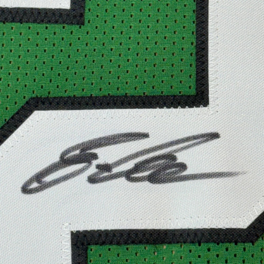 Framed Autographed Eric Allen 35x39 Philadelphia Kelly Green Football Jersey Beckett BAS COA | Certified Authentic Signed Memorabilia | vintageantiquesgifts.com