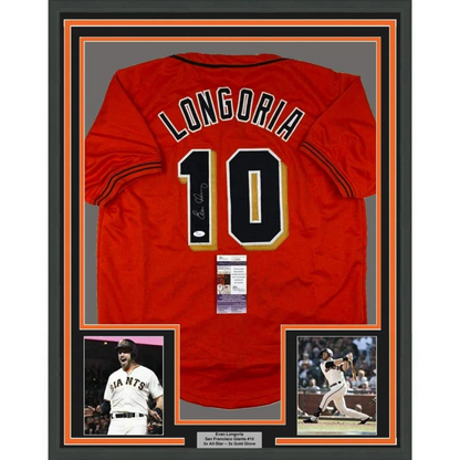 Framed autographed Evan Longoria San Francisco Giants orange jersey