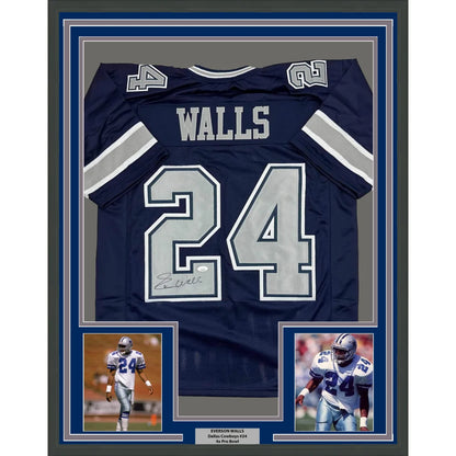 Framed Autographed Everson Walls 35x39 Dallas Blue Football Jersey JSA COA | Hall of Fame Sports Memorabilia | vintageantiquesgifts.com